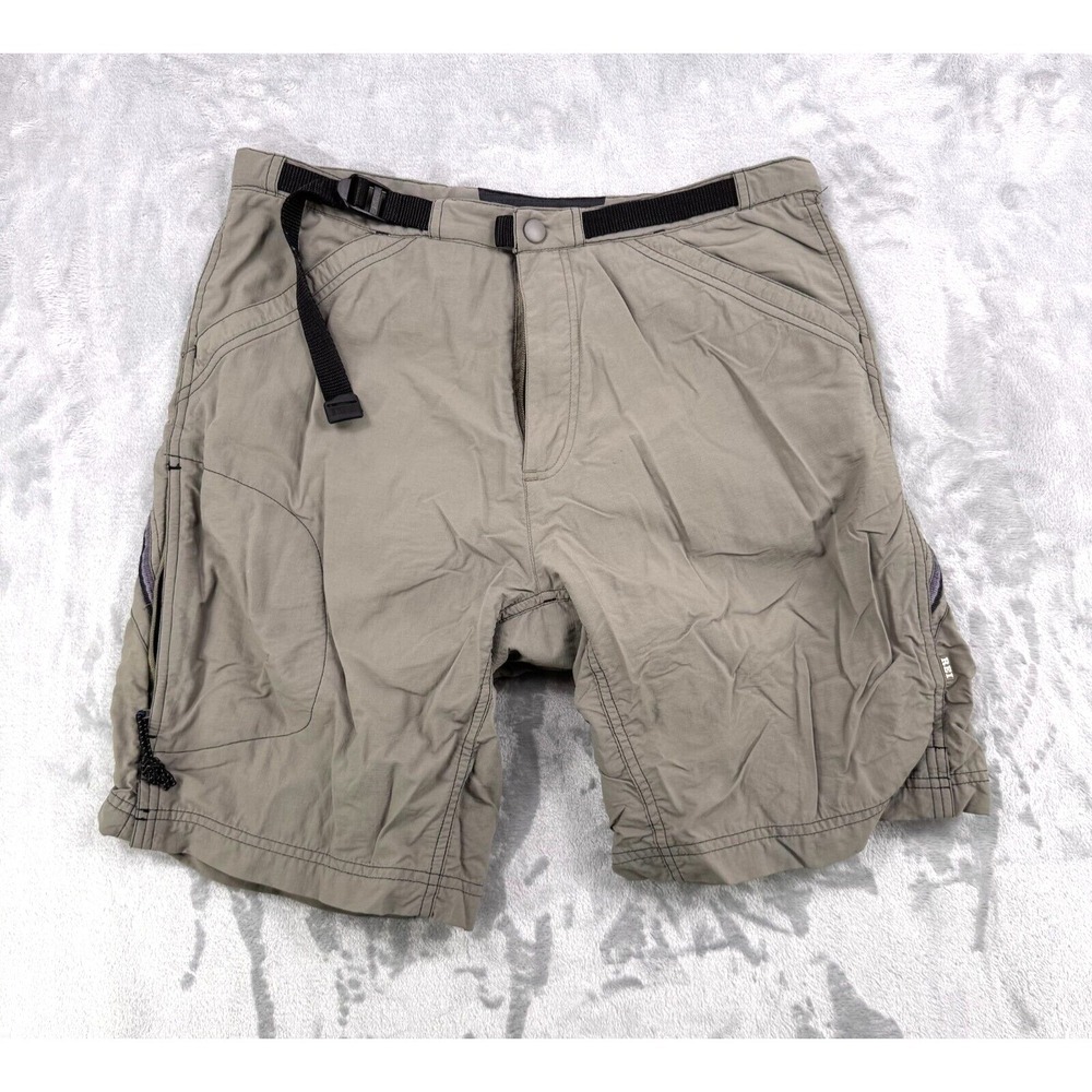 REI Pondo Padded Cycling Shorts Men's Medium Green Olive Adjustable Waist‎ MTB